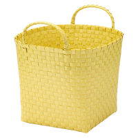 無印良品 再生ポリプロピレン入り 梱包用バンド 手編みバスケット 中 イエロー 約直径３３×高さ２５ｃｍ 良品計画