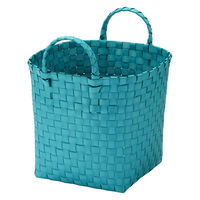 無印良品 再生ポリプロピレン入り 梱包用バンド 手編みバスケット 小 ブルー 約直径２５×高さ２０ｃｍ 良品計画