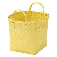 無印良品 再生ポリプロピレン入り 梱包用バンド 手編みバスケット 小 イエロー 約直径２５×高さ２０ｃｍ 良品計画