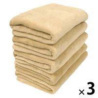 シナップスジャパン ふんわり バスタオル ベージュ　120×60CM　　5枚入　圧縮梱包 1セット15枚（5枚入×3）