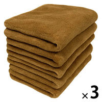 シナップスジャパン ふんわり フェイスタオル ブラウン　78×34CM　　5枚入　圧縮梱包 1セット15枚（5枚入×3）
