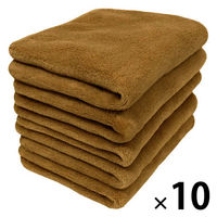 シナップスジャパン ふんわり フェイスタオル ブラウン　78×34CM　　5枚入　圧縮梱包 1セット50枚（5枚入×10）
