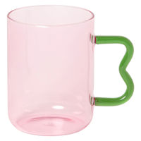 うねうねハンドルガラスマグカップ ピンク LAKOLE/ラコレ