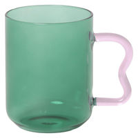 うねうねハンドルガラスマグカップ グリーン LAKOLE/ラコレ