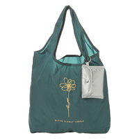 FLOWERポーチ付きエコバッグ グリーン LAKOLE/ラコレ