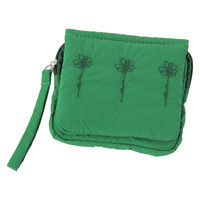 FLOWERミラー付きポーチ グリーン LAKOLE/ラコレ