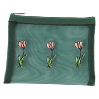 FLOWERメッシュポーチ グリーン LAKOLE/ラコレ