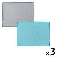 カワタキコーポレーション 窓や鏡に拭き跡が残りにくいクロス2色組（ブルー・グレー各1）  １セット６枚：２枚（２色各１）×３