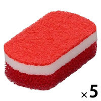 キッチンスポンジ 3層構造 トリプルスポンジ 食器用スポンジ スマートホーム2 レッド 赤 337809 5個 オーエ