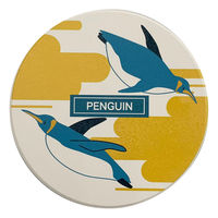 イシグロ コースター 9cm 吸水 海のいきもの 陶器 ペンギン 407422 1個（直送品）