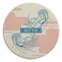 イシグロ コースター 9cm 吸水 海のいきもの 陶器 クラゲ 407427 1個（直送品）