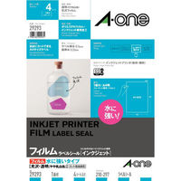 プリンター用紙 ラベルシールインクジェット水に強いタイプ 光沢フィルム・透明(やや乳白色) A4 1面 4シート入 00241651（直送品）