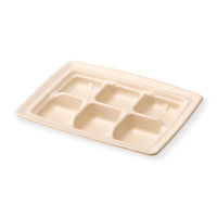 シンギ 軽食容器 SBT-パルプ6区切りトレイ 10332472 1ケース(400個(25個×16))（直送品）