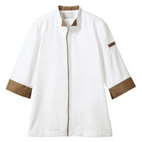 住商モンブラン 調理衣 調理コート 兼用 7分袖 白/ブラウンチェック 袖ネット付 S 2-687_S 1袋(1個)（直送品）