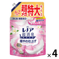 レノア 超消臭1WEEK 極やわ仕上げふんわりブロッサム 詰め替え 超メガ特大 1900mL 1セット（1個×4） 柔軟剤 P＆G