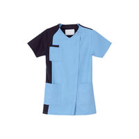 【再検品商品】ナガイレーベン 男女兼用スクラブ スカイブルー+ネイビー S RT-5407 1枚　スクラブ（わけあり品）