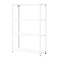 プラス KR軽量ラック（天地4段）幅1212×奥行462×高さ1800mm ホワイト 1台（4梱包）スチールラック セット品