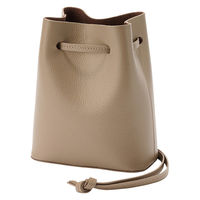 無印良品 ヌメ革 巾着バッグ グレイッシュブラウン タテ１９×ヨコ１６×マチ８ｃｍ 良品計画