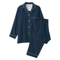 無印良品 レディース 婦人 脇に縫い目のない 二重ガーゼ長袖パジャマ 婦人Ｓ ダークネイビー 良品計画