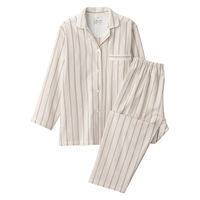 無印良品 レディース 婦人 脇に縫い目のない 二重ガーゼ長袖パジャマ 婦人Ｍ サンドベージュストライプ 良品計画