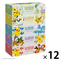 ティッシュペーパー スコッティ ティシュー 250組（5箱入）フラワーボックス ポケモンデザイン 1セット（12パック） 日本製紙クレシア