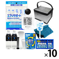 熱中症対策キット 25点 シルバー 10セット 熱中症対策用品 黒球式熱中症指数計付き 塩分補給パウダー 熱中症対策グッズ ATK001K（直送品）