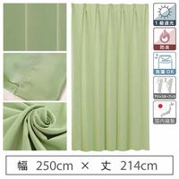 マッチングジャパン 【5cm単位】オフィスや店舗向け｜防炎1級遮光カーテン<グリーン>_幅250cmｘ丈214cm（直送品）