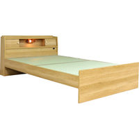 【軒先渡し】友澤木工 機能性畳ベッド 高さ3段階調整 ダブル 美草緑 1410×2150×720mm ナチュラル 1台（直送品）