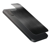 iPhone13 背面ガラスフィルム アルミ調 ヘアラインデザイン 指紋防止 ブラック PM-A21BALPBK エレコム 1個（直送品）