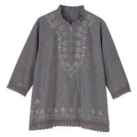 ディーエーピーネットワーク 7分袖刺繍半開ブラウス グレー L W0182172512 1着（直送品）