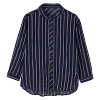 ディーエーピーネットワーク 7分袖ストライプブラウス ネイビー M W0182173311 1着（直送品）