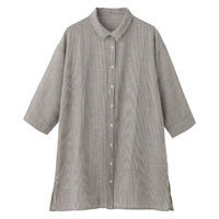 ディーエーピーネットワーク 7分袖ストライプブラウス ブラック M~L W0182180231 1着（直送品）