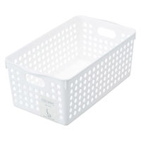 【収納ボックス】 イノマタ化学 ストックバスケットワイド ホワイト 4571 1個