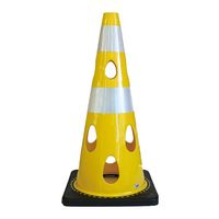 エスコ φ360x700mm 穴あきカラーコーン(イエロー/5本) EA983FT-843A 1組（直送品）