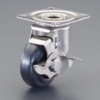 エスコ 130mm キャスター(ゴム車/自在/ストッパー付/ステンレス製) EA986PN-383 1個（直送品）