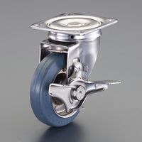 エスコ 125mm キャスター(ゴム車/自在/ストッパー付/ステンレス製) EA986PN-354 1個（直送品）