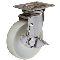 エスコ 130mm キャスター(ナイロン車/自在/ストッパー付/ステンレス) EA986PN-413 1個（直送品）