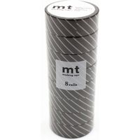 カモ井加工紙 mt マスキングテープ 8P(8巻セット)ストライプ・ブラック [幅15mm×7m] MT08D153R 1個