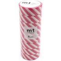 mt マスキングテープ 8P（8巻セット）ストライプ・マゼンダ [幅15mm×7m] MT08D372R 1個 カモ井加工紙（直送品）