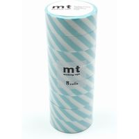 mt マスキングテープ 8P（8巻セット）ストライプ・ミントブルー [幅15mm×7m] MT08D373R 1個 カモ井加工紙（直送品）