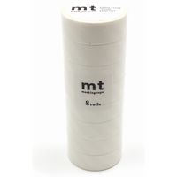 カモ井加工紙 mt マスキングテープ 8P（8巻セット）ストライプ・ホワイト [幅15mm×7m] MT08D379R 1個