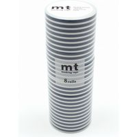 カモ井加工紙 mt マスキングテープ 8P(8巻セット)ボーダー・インディゴ [幅15mm×7m] MT08D386R 1個