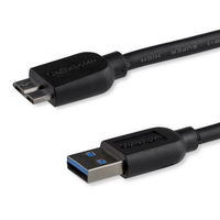 Startech.com USB 3.0 Micro-B スリムケーブル 50cm Type-A(オス)-マイクロB(オス) USB3AUB50CMS 1個