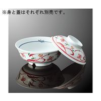 国際化工 羽反煮物碗 蓋 草赤絵 B 35C-SJ 1個 64-7764-45（直送品）