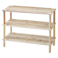 不二貿易 マルチフリー&シューズラック3段 ナチュラル 791047 1個（直送品）