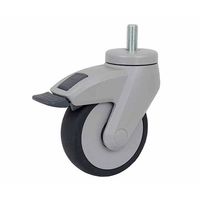 岡本工機 医療機器用デザインキャスター 単輪φ100 ねじ式M12 自在ストッパー付き 2.CBN0.NDA0 1個 64-3772-09（直送品）