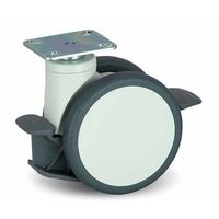 岡本工機 医療機器用デザインキャスター 双輪φ125 プレート式 自在ストッパー付き 前後ダブルペダル 4.TVC.DP3 1個（直送品）