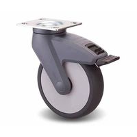 岡本工機 医療機器用デザインキャスター 単輪φ125 プレート式 自在3wayストッパー付き 2.JKO.NBA 1個 64-3772-12（直送品）