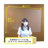 アズワン 吊り下げパーテーション Aタイプ H600×W900 高透明PET樹脂 64-4048-42 1枚（直送品）