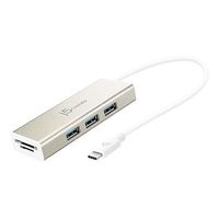 j5create USB TypeーC 3ポートハブ+SD・マイクロSDカードリーダー JCH347 1個 67-7651-80（直送品）